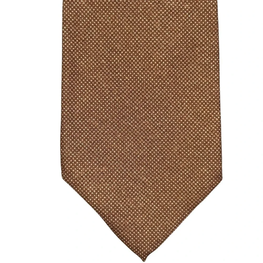 Ralph Lauren Purple Label Silk Cashmere Tie Brown Pin Dot Necktie Italy